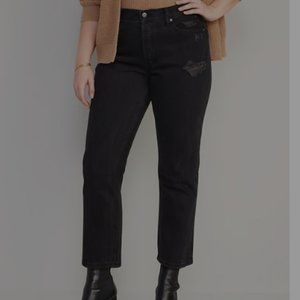 High-Waisted Slouchy Straight Cropped Distressed Jeans - Old Navy  - Sz. 16